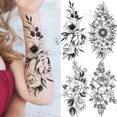Flower Rose Tattoos Floral Sunflower Triangel Daisy Body Temporary Tattoo Ttl Ebay