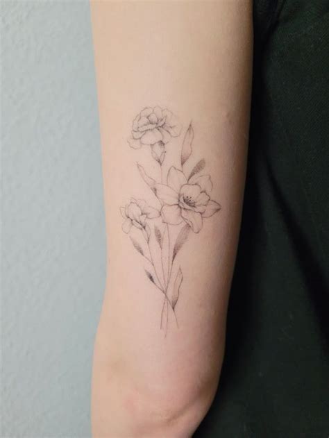 Flower Tattoo Feminine Daffodil Iris Carnation Flower Bouquet