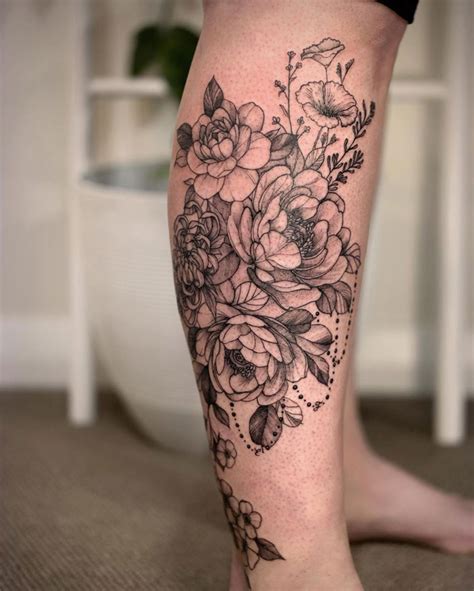 Flower Tattoos On Calf Flower Tattoos On Calf