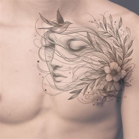 Flowers Tattoo Design Woman Face Tattoo Design Bird Tattoo Woman