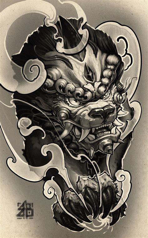 Foo Dog Tattoo Design