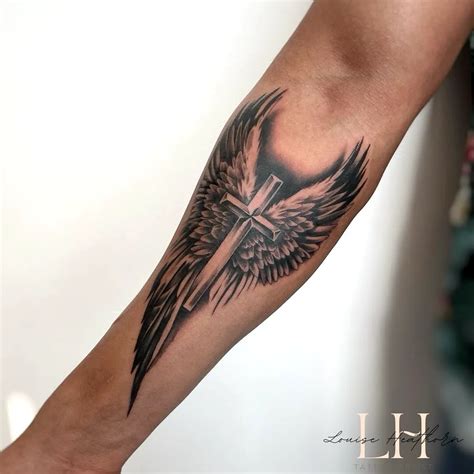 Forearm Angel Wing Tattoos