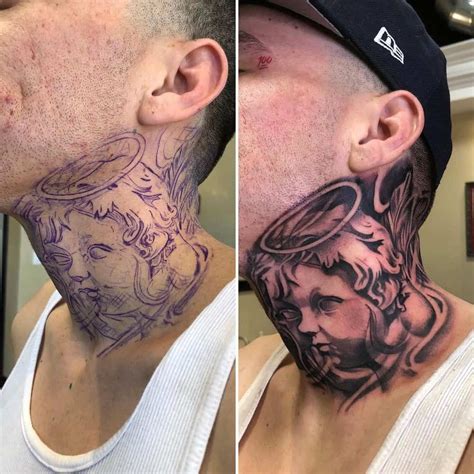 Full Neck Tattoos For Men Watercolor Tattoo Design