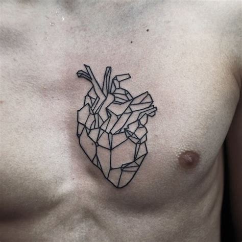 Geometric Heart Tattoo On Chest Geometric Heart Tattoo On Chest