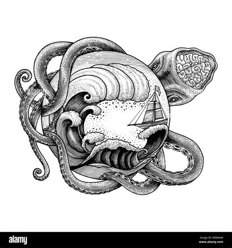 Giant Octopus Tattoo Drawing