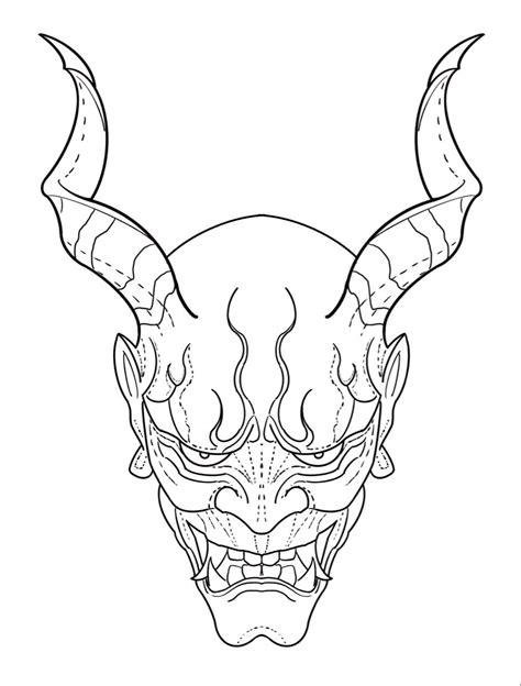 Hannya Demon Mask Tattoo Stencil Tattoo Stencils Samurai Tattoo