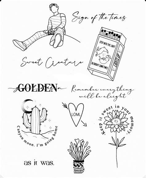 Harry Styles Pre Made Tattoo Stencils Pre Made Tattoo Etsy