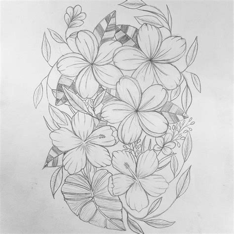 Hawaiian Flower Tattoo Drawings