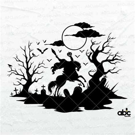 Headless Horseman Svg File Graveyard Scene Svg Vampire Bat Svg Headless Horseman Svg File Graveyard Scene Svg Vampire Bat Svg