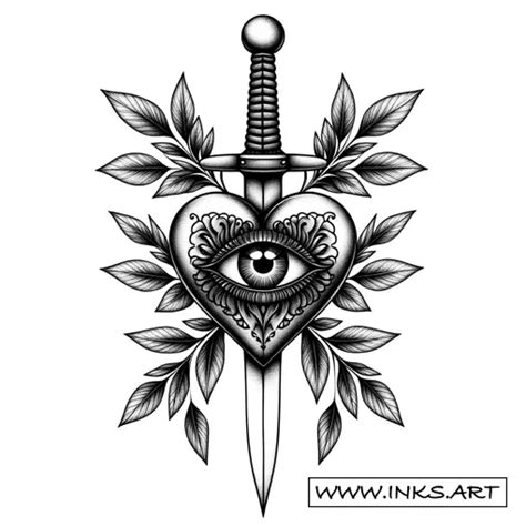 Ink Emotion A Dagger Piercing The Heart A Symbol Of Pain Strength And Resilience Every Black And Grey Detail Adds Depth And Meaning To This Powerful Piece Art On The