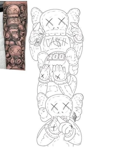 Kaws Outline Chest Tattoo Stencils Half Sleeve Tattoos For Guys Arm