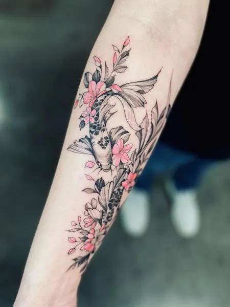 Koi Fish And Lotus Flower Tattoo Designs