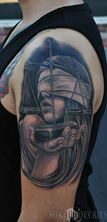 Lady Justice Tattoo By Mike Devries Tattoos