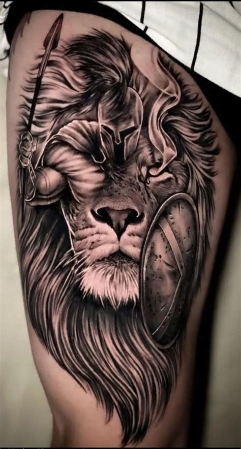 Lion Thigh Tattoo
