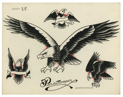 Lot American Eagle And Paratrooper Tattoo Designs By Huck Spaulding Voorheesville New York Ca 1970 Lot American Eagle And Paratrooper Tattoo Designs By Huck Spaulding Voorheesville New York Ca 1970