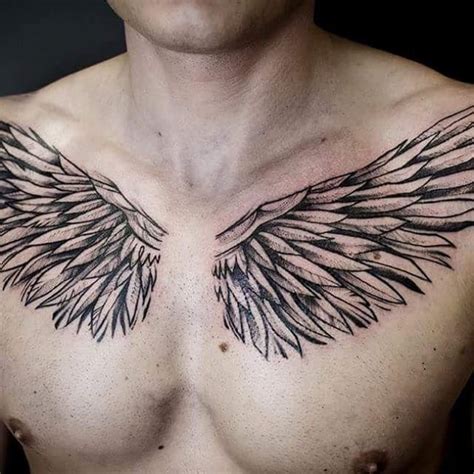Male Angel Wings Chest Tattoo At Alison Mclemore Blog