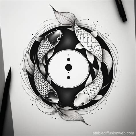 Minimal Yin Yang Koi Fish Tattoo Stable Diffusion Online