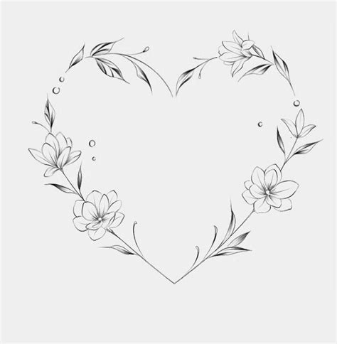 Minimalist Heart And Flower Outline Temporary Tattoo Set Of 3