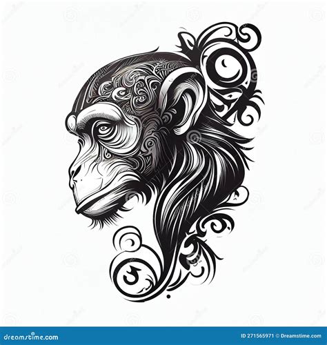 Monkey Tattoo Ink Design Stock Illustration Illustration Of Abstract