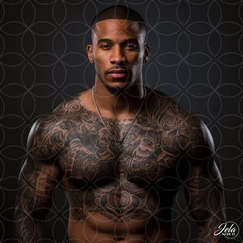 Muscular Body Builder African American Black Man With Tattoos Stock Muscular Body Builder African American Black Man With Tattoos Stock