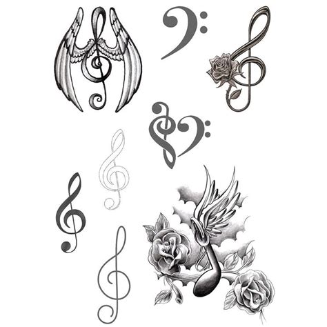 Music Notes Pack Temporary Tattoo Minimalist Fake Tattoos Artwear Tattoo