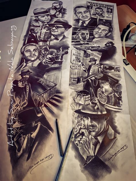 My Artwork Drawing Amp Quot Mobsters History Amp Quot Gangsta Tattoos Picture
