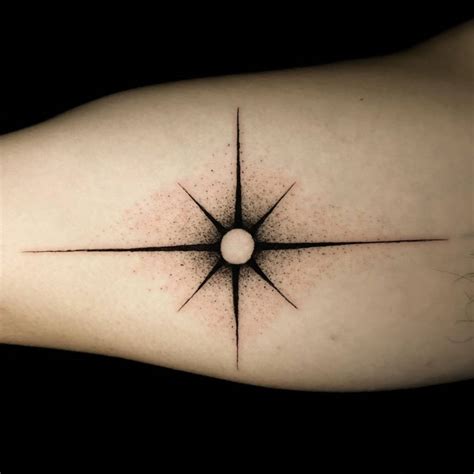 North Star Tattoo In Blackwork Style Done On The Inner