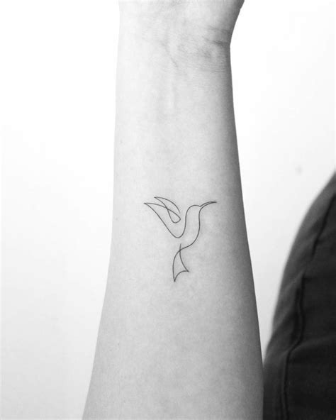 One Line Hummingbird Tattoo Located On The Inner One Line Hummingbird Tattoo Located On The Inner