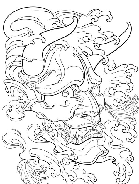 Oni Mask Outline Japan Tattoo Design Japanese Tattoo Japanese Mask