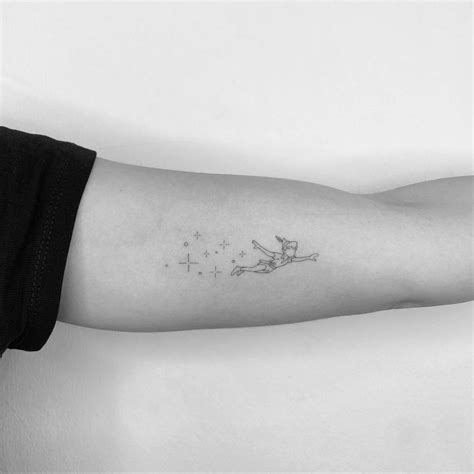 Peter Pan Tattoo Placed On The Inner Forearm Fine Line