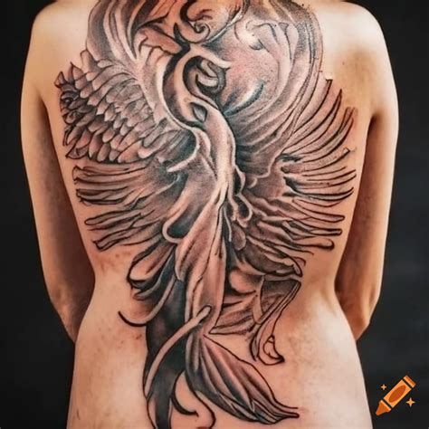 Phoenix Tattoo On Person Amp 39 S Back On Craiyon