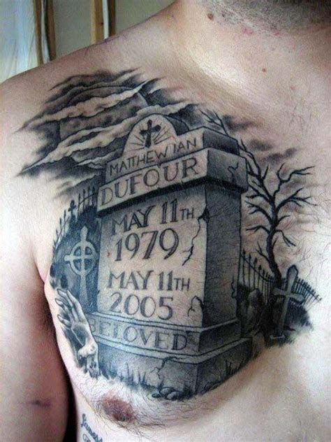 Pin By Dawn Gilliland On Creepy Tattoos For Guys Tombstone Tattoo