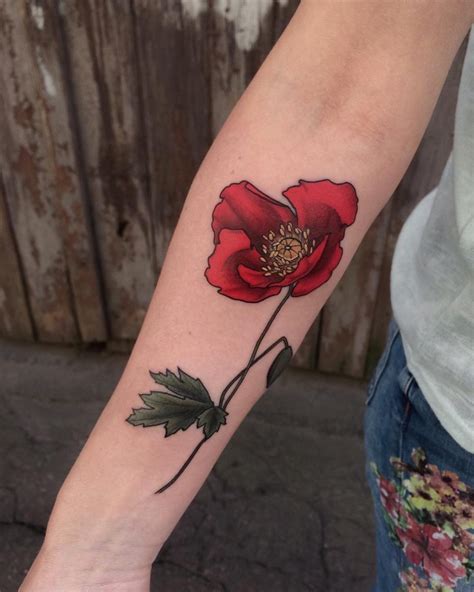 Poppy Flower Tattoo On The Right Forearm Tattoogrid Net