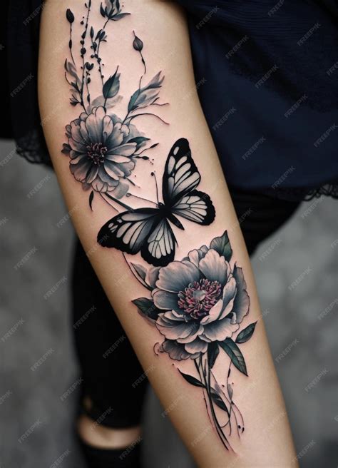 Premium Photo Flowers And Butterflies Tattoo On The Arm Premium Photo Flowers And Butterflies Tattoo On The Arm