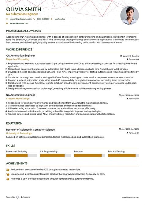 Qa Automation Engineer Health Care Resume