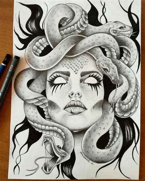 Realistic Medusa Tattoo Drawing Watercolor Tattoo Design