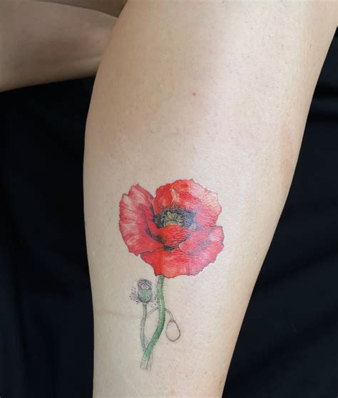 Red Poppy Flower Tattoo