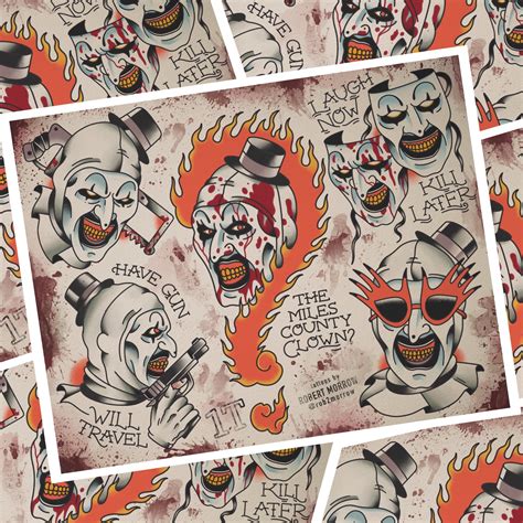 Retro Tattoo Flash Of An Evil Clown Art Board Print For Sale By Donkeh23 Redbubble
