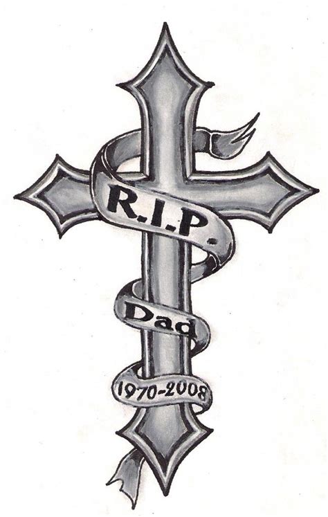 Rip Tattoo Design With Cross Rip Tattoo Design With Cross
