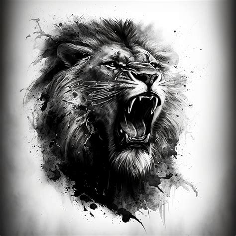 Roaring Lion Head Tattoo Design