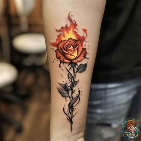 Rose On Fire Tattoo 105 Designs In 2024 Fire Tattoo Pretty Hand
