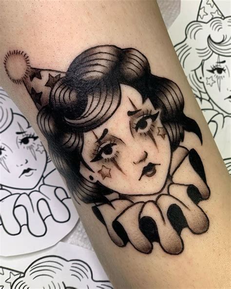 Sad Jack In The Box Clown Traditional Tattoo