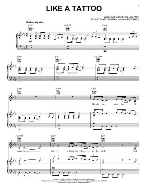 Sade Amp Quot Like A Tattoo Amp Quot Sheet Music Notes Download Printable Pdf Score