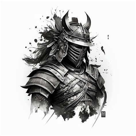 Samurai Tattoo Design White Background Png File Download High