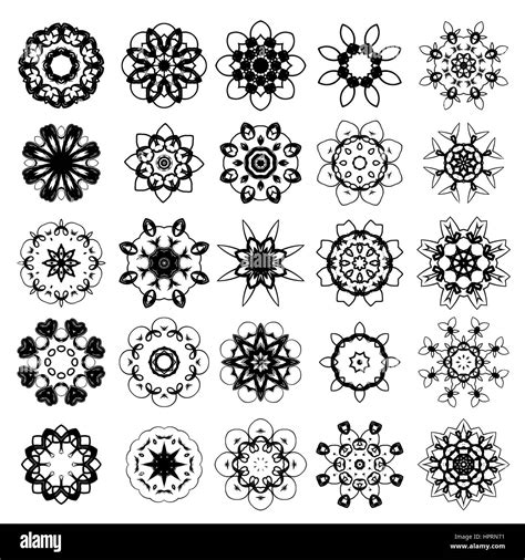 Satz Von Verschiedenen Stammes Rosette Tattoo Design Isolated On White