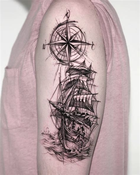 Ship And Anchor Tattoos For Men