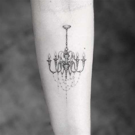 Single Needle Chandelier Tattoo On The Inner Forearm Chandelier