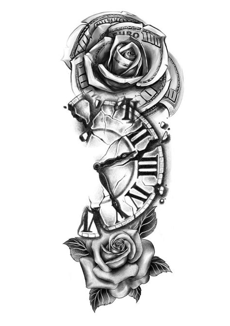 Sketch Rose And Clock Tattoo Stencil Bronctattooaus Com Sketch Rose And Clock Tattoo Stencil Bronctattooaus Com