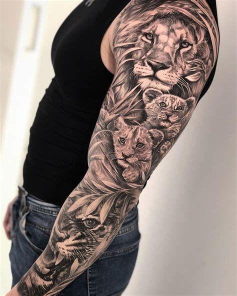 Sleeve Tattoo Men Lion