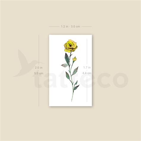 Small Yellow Rose By Lena Fedchenko Temporary Tattoo Set Of 3 Tatteco Small Yellow Rose By Lena Fedchenko Temporary Tattoo Set Of 3 Tatteco